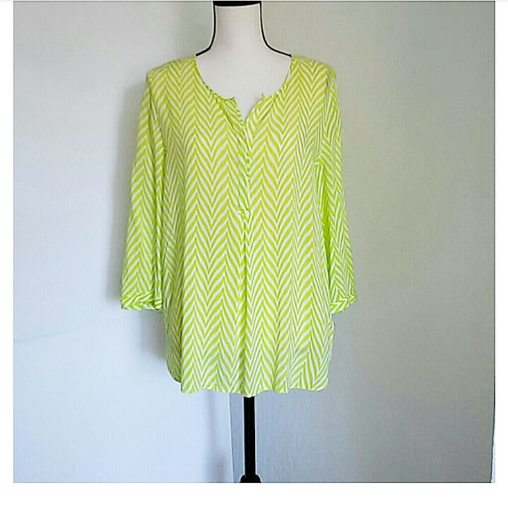 🎁 STYLUS | Green and White Chevron Top